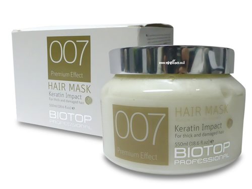 biotop 007 hair mask keratin impact 550ml ביוטופ מסיכה לשיער קרטין